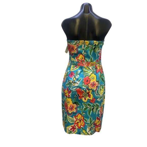 NWT David Meister Multicolor Tropical Print Strapless Dress Size 8 - Picture 5 of 8